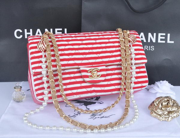 Chanel 2.55 Series Flap Bag Jersey and Lambskin CHA1112 Red