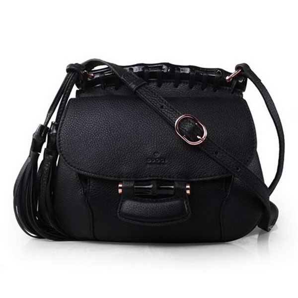 Gucci Nouveau Fringe Original Leather Shoulder Bag 347100 Black