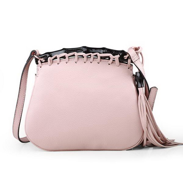 Gucci Nouveau Fringe Original Leather Shoulder Bag 347100 Light Pink