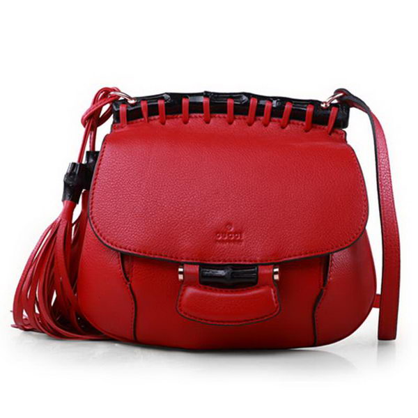 Gucci Nouveau Fringe Original Leather Shoulder Bag 347100 Red