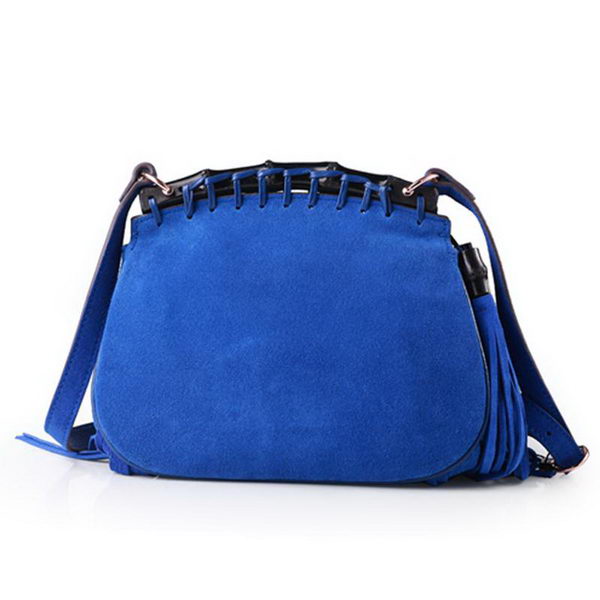 Gucci Nouveau Fringe Suede Leather Shoulder Bag 347103 Blue