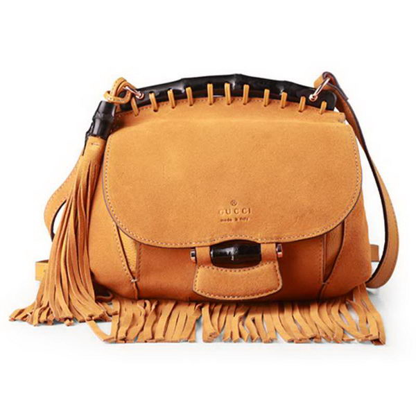 Gucci Nouveau Fringe Suede Leather Shoulder Bag 347103 Wheat