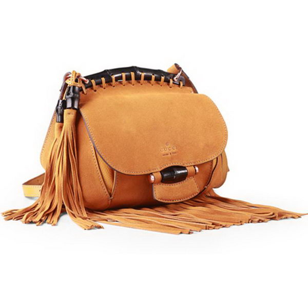 Gucci Nouveau Fringe Suede Leather Shoulder Bag 347103 Wheat