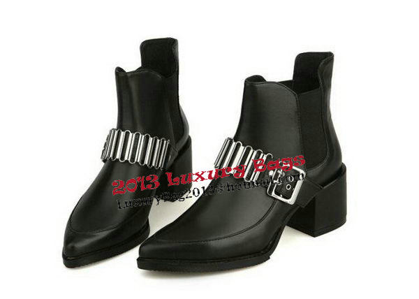 Alexander McQueen Sheepskin Leather Ankle Boot MCQ241 Black