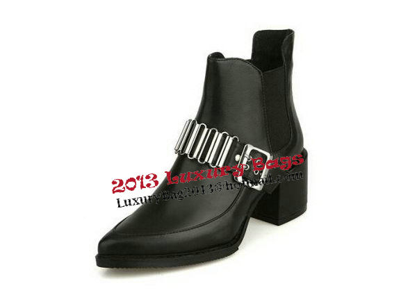 Alexander McQueen Sheepskin Leather Ankle Boot MCQ241 Black