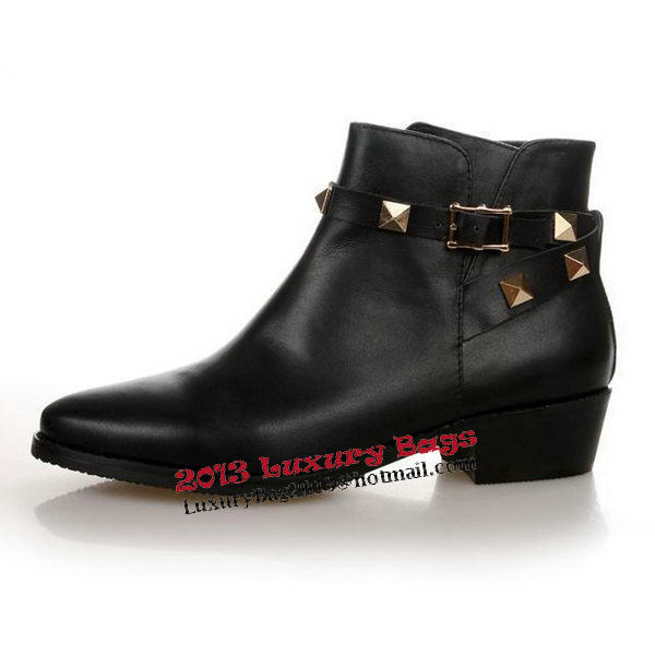 Valentino Sheepskin Leather Ankle Boot VT174 Black