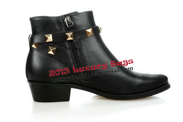 Valentino Sheepskin Leather Ankle Boot VT174 Black