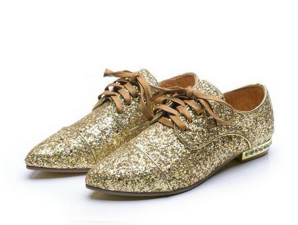 miu miu Casual Shoes Sequins Leather M314 Gold