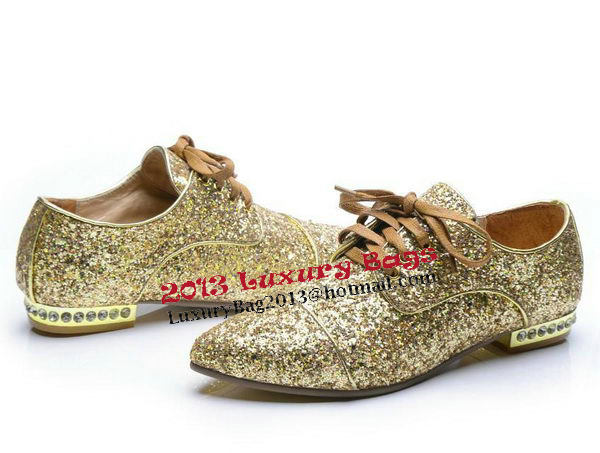 miu miu Casual Shoes Sequins Leather M314 Gold