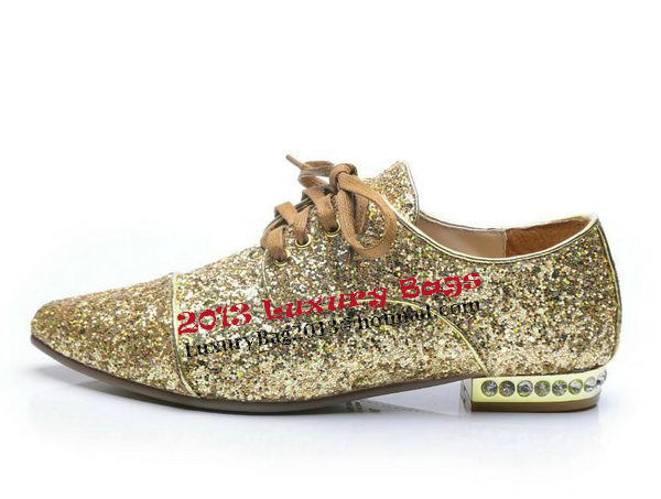 miu miu Casual Shoes Sequins Leather M314 Gold