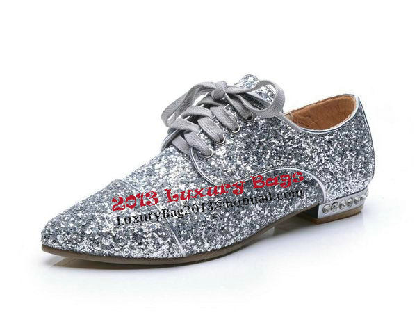 miu miu Casual Shoes Sequins Leather M314 Silver