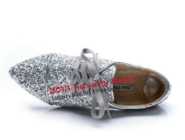 miu miu Casual Shoes Sequins Leather M314 Silver