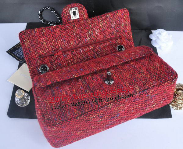 Chanel 2.55 Series Flap Bag Fabric CHA1112 Grey&Red