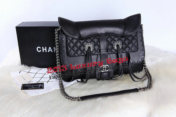 Chanel Large Flap Bag Calfskin Leather A90361 Black