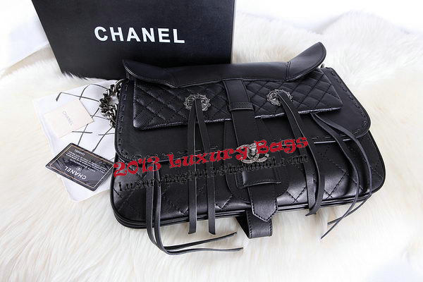 Chanel Large Flap Bag Calfskin Leather A90361 Black