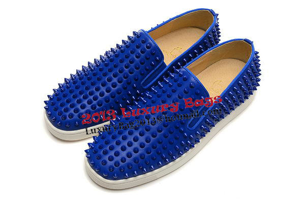 Christian Louboutin Casual Shoes Calfskin Leather CL839 Blue