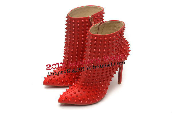 Christian Louboutin Sheepskin Ankle Boot CL1452 Red