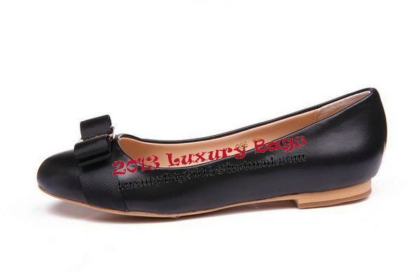 Salvatore Ferragamo Calfskin Leather Flat FL0475 Black