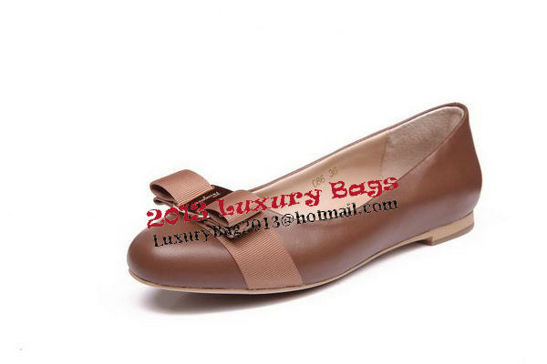 Salvatore Ferragamo Calfskin Leather Flat FL0475 Brown