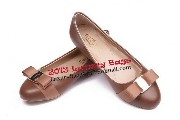 Salvatore Ferragamo Calfskin Leather Flat FL0475 Brown