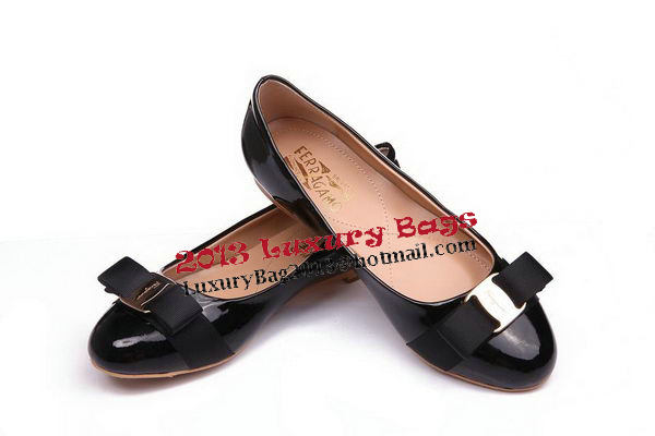 Salvatore Ferragamo Patent Leather Flat FL0474 Black