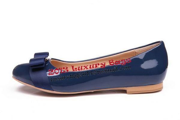 Salvatore Ferragamo Patent Leather Flat FL0474 Blue