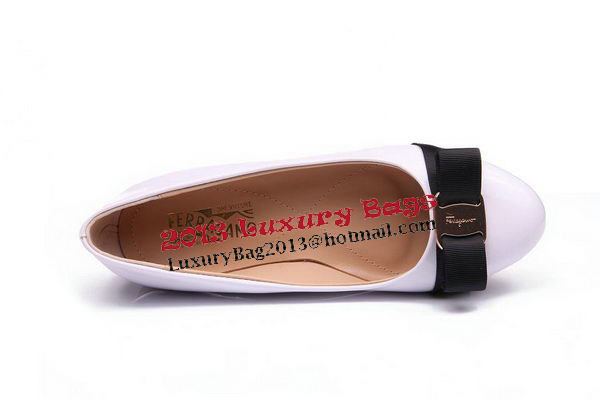 Salvatore Ferragamo Patent Leather Flat FL0474 White