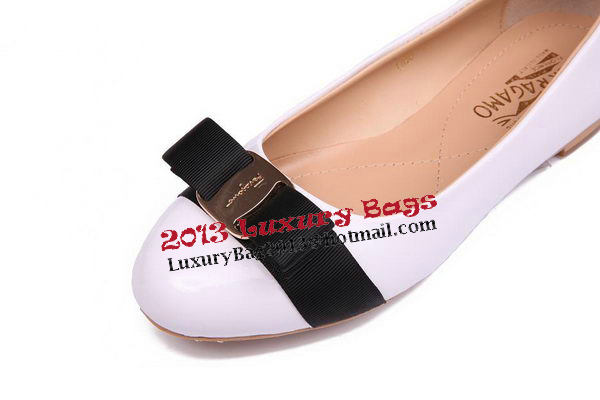 Salvatore Ferragamo Patent Leather Flat FL0474 White