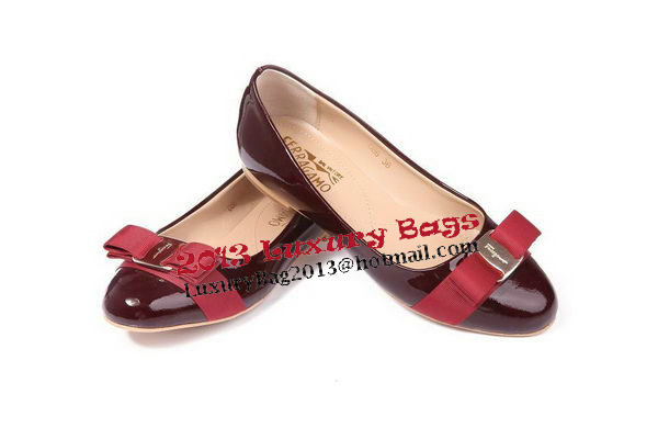 Salvatore Ferragamo Patent Leather Flat FL0474 Wine