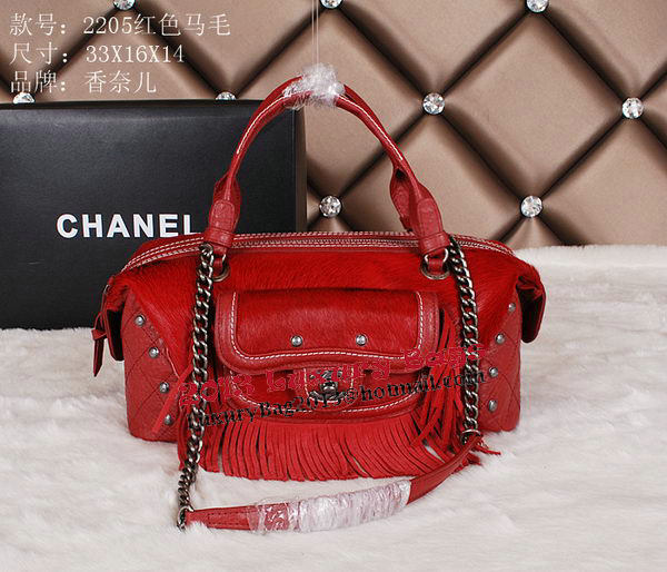 Chanel Bowling Handbag Calfskin Leather A2205 Red