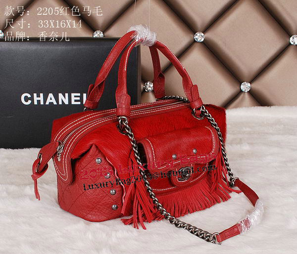 Chanel Bowling Handbag Calfskin Leather A2205 Red