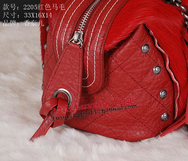 Chanel Bowling Handbag Calfskin Leather A2205 Red