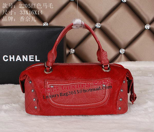 Chanel Bowling Handbag Calfskin Leather A2205 Red