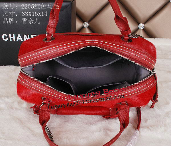 Chanel Bowling Handbag Calfskin Leather A2205 Red