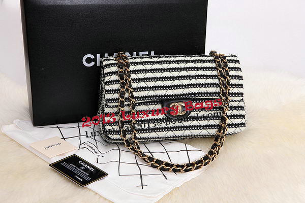 Chanel 2.55 Series Flap Bags Black Jersey and Lambskin CHA1112 Gold