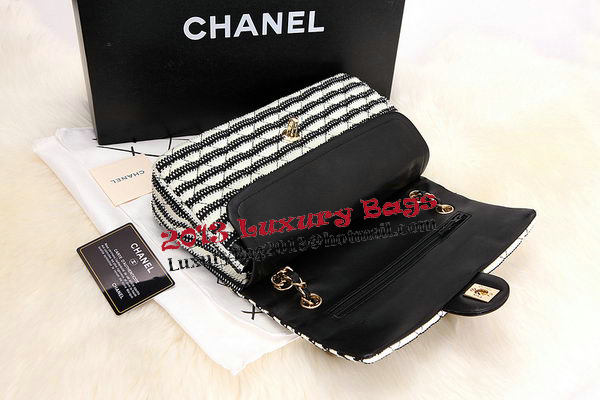 Chanel 2.55 Series Flap Bags Black Jersey and Lambskin CHA1112 Gold