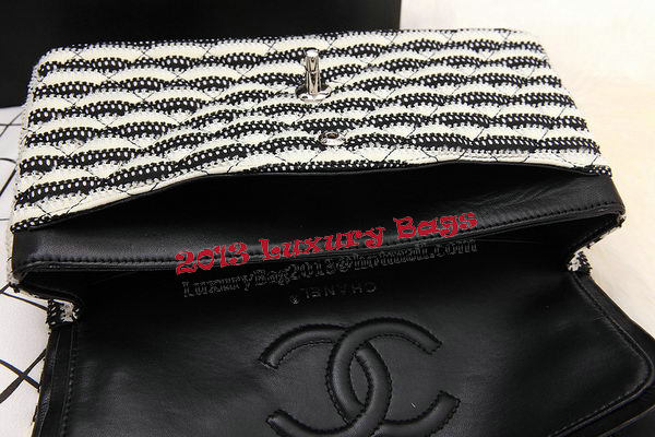 Chanel 2.55 Series Flap Bags Black Jersey and Lambskin CHA1112 Silver