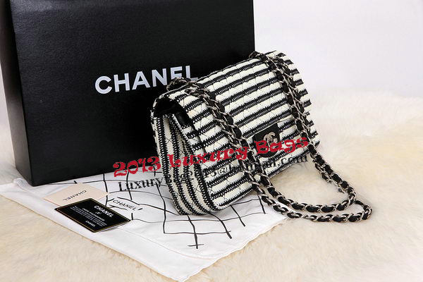 Chanel 2.55 Series Flap Bags Black Jersey and Lambskin CHA1112 Silver