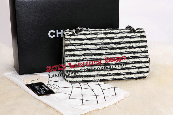 Chanel 2.55 Series Flap Bags Black Jersey and Lambskin CHA1112 Silver