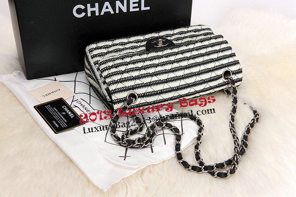 Chanel 2.55 Series Flap Bags Black Jersey and Lambskin CHA1112 Silver