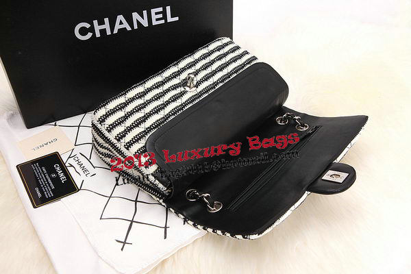 Chanel 2.55 Series Flap Bags Black Jersey and Lambskin CHA1112 Silver