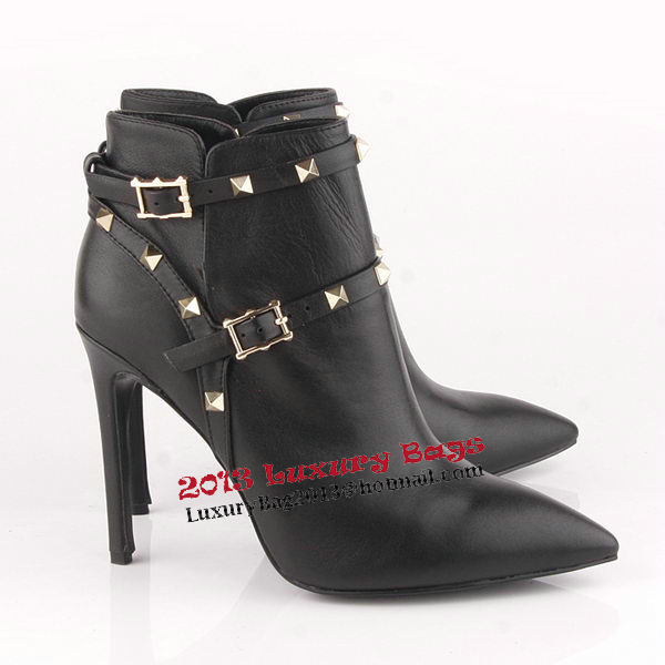 Valentino Ankle Boots 10CM Heels Sheepskin Leather VT184 Black
