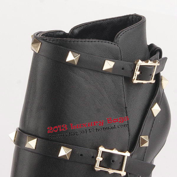 Valentino Ankle Boots 10CM Heels Sheepskin Leather VT184 Black