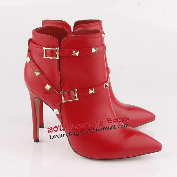Valentino Ankle Boots 10CM Heels Sheepskin Leather VT184 Red
