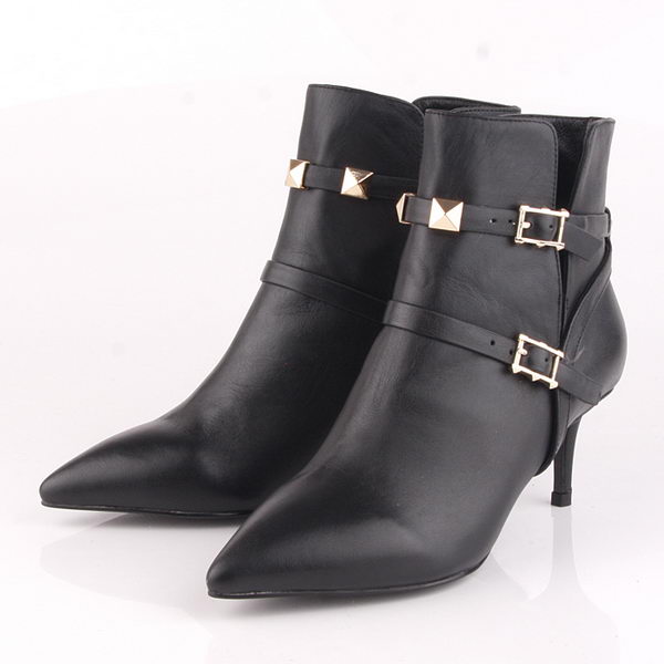 Valentino Ankle Boots 65mm Heels Sheepskin Leather VT182 Black