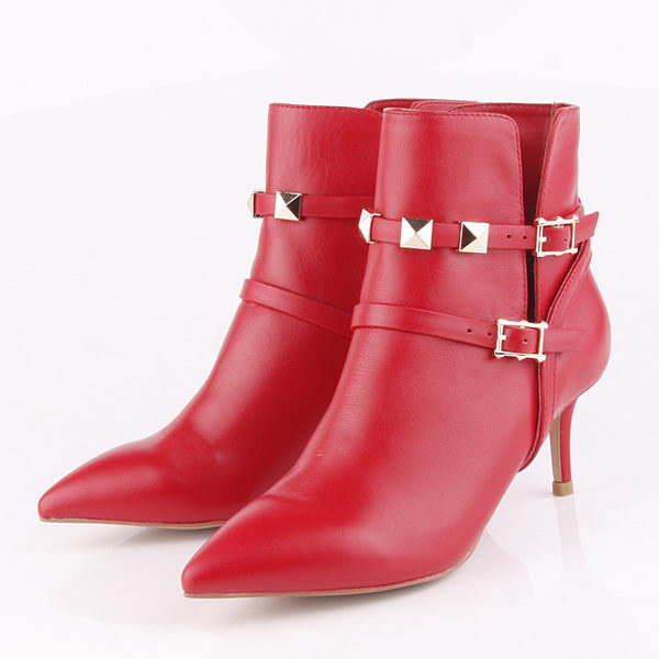 Valentino Ankle Boots 65mm Heels Sheepskin Leather VT182 Red