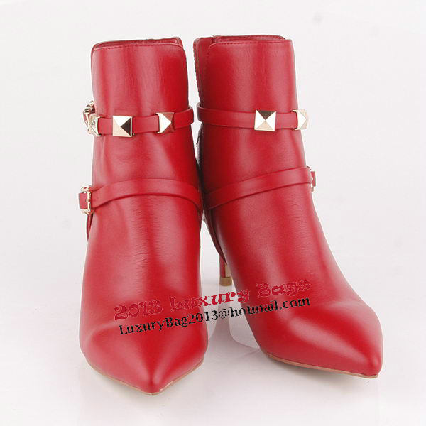Valentino Ankle Boots 65mm Heels Sheepskin Leather VT182 Red