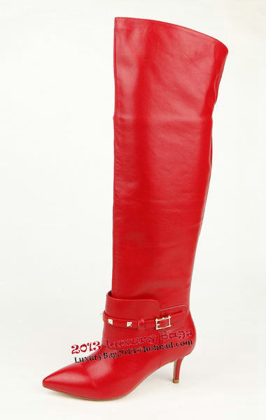 Valentino Knee Boots 65MM Heels Sheepskin Leather VT198 Red