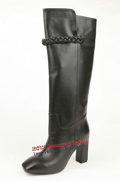Valentino Knee Boots 8CM Heels Sheepskin Leather VT196 Black