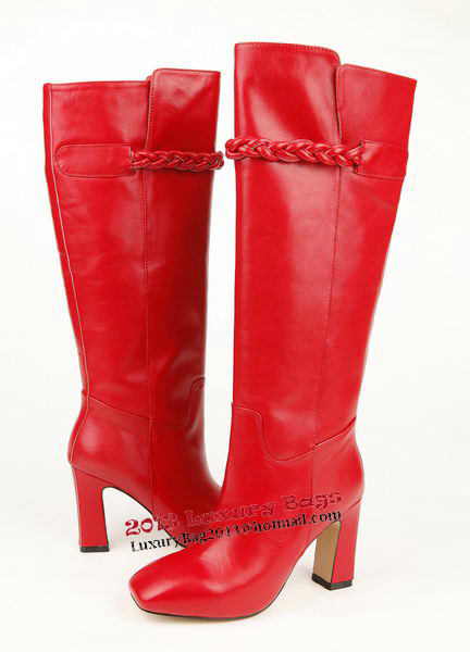 Valentino Knee Boots 8CM Heels Sheepskin Leather VT196 Red